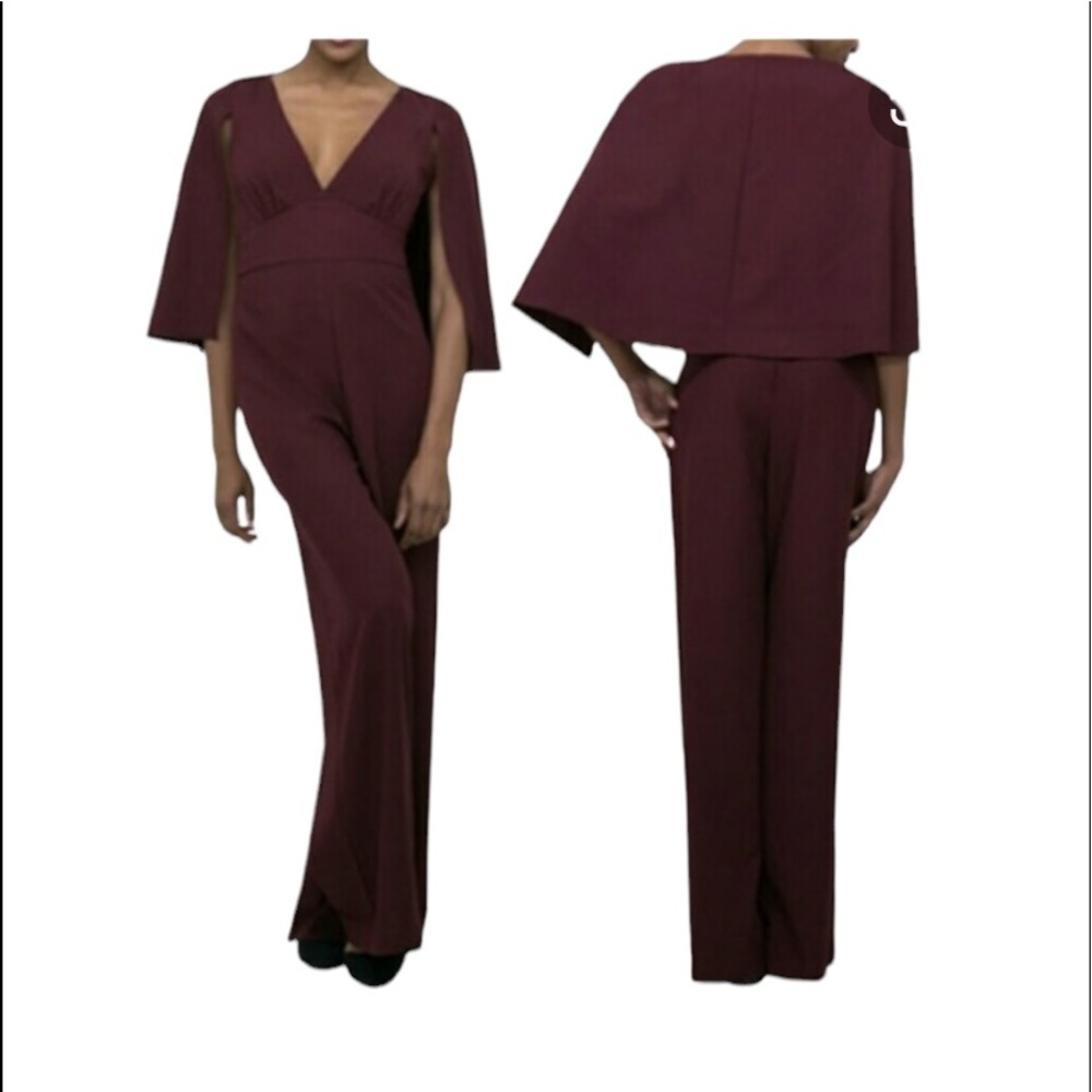 Hot Gal Burgundy Women Jumpsuit with Upper Cape. Sz XS
